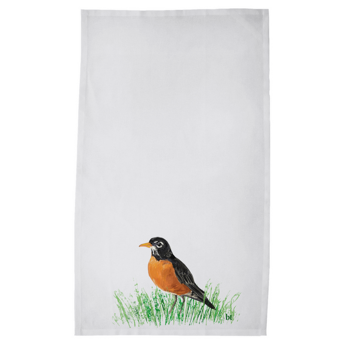 Watercolor Robin Kitchen Tea Towel