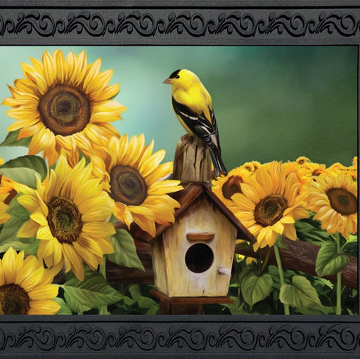 Goldfinch And Sunflowers Doormat 18 IN x 30 IN