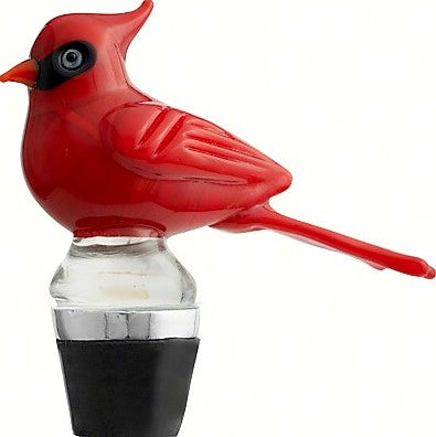 Cardinal Glass Bottle Stopper Handmade