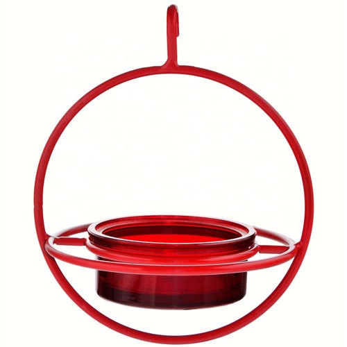 Red Hanging Sphere Bird Feeder with Perch