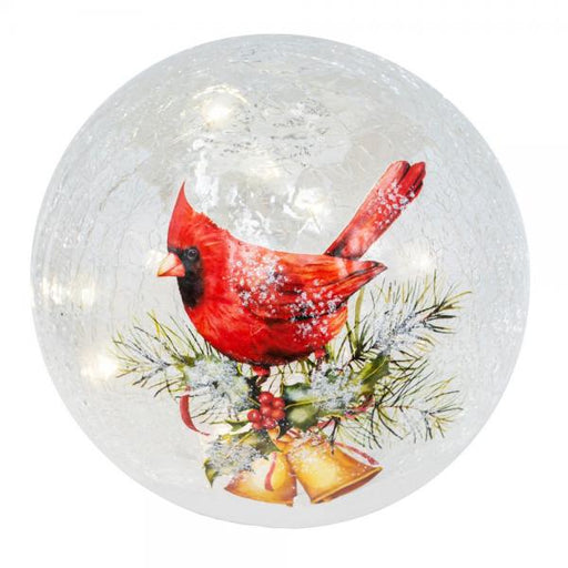 Bells And Cardinal LED Crackle Glass Globe 6 IN