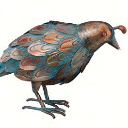 Hand Crafted Patina Quail Down Statue 14 IN 