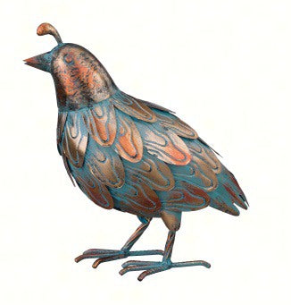 Hand Crafted Patina Quail Up Statue 12 IN 