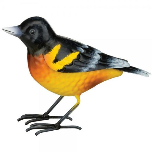 Hand Painted Metal Oriole Decor 8 IN