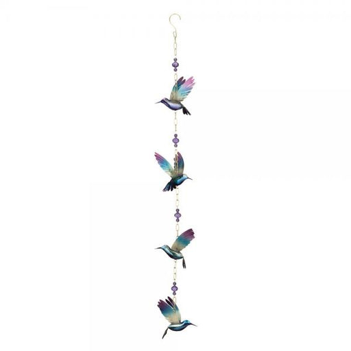 Purple-Gold Hand Crafted Hummingbird Hanging Ornament 43 IN 