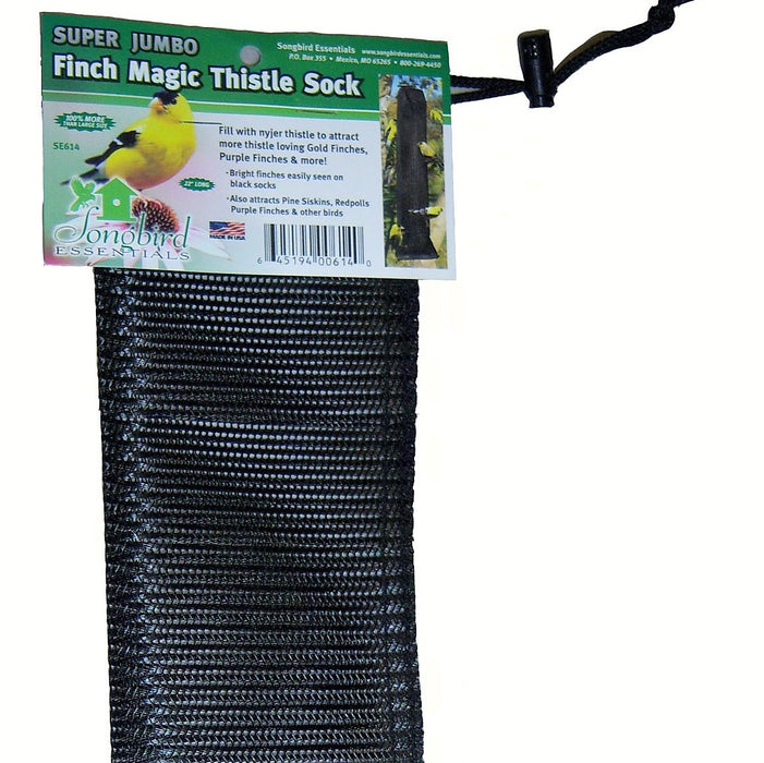 Black Super Jumbo Finch Magic Thistle Sack 22 IN x 4 IN