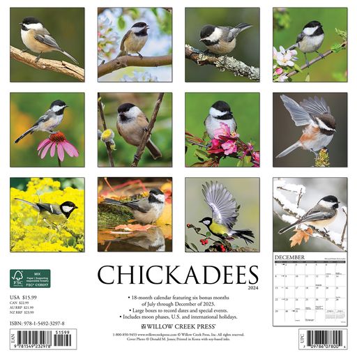 2024 Chickadees Wall Calendar 12 IN
