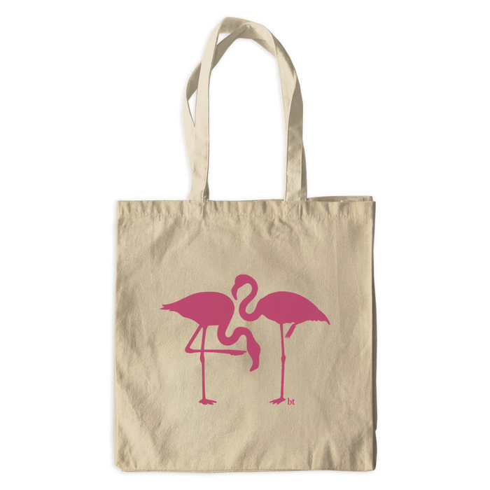 Canvas Flamingos in Love Silhouette Tote Bag