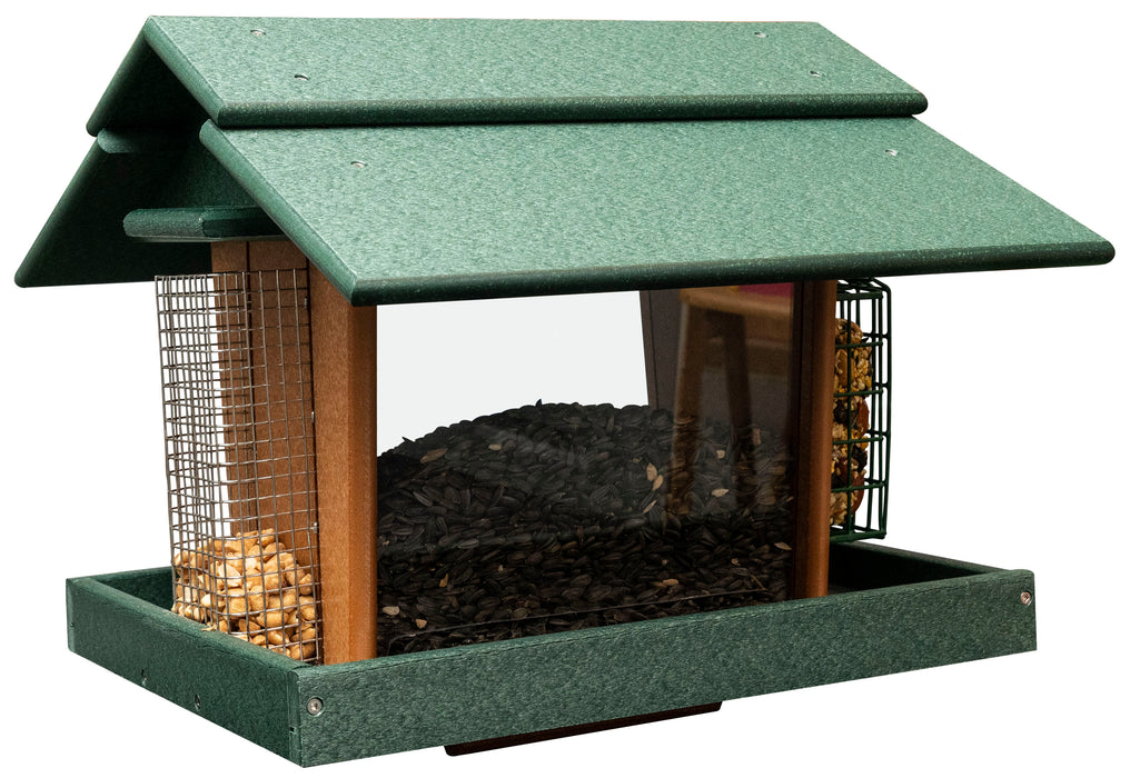 Dark Green Recycled Hopper Bird Feeder