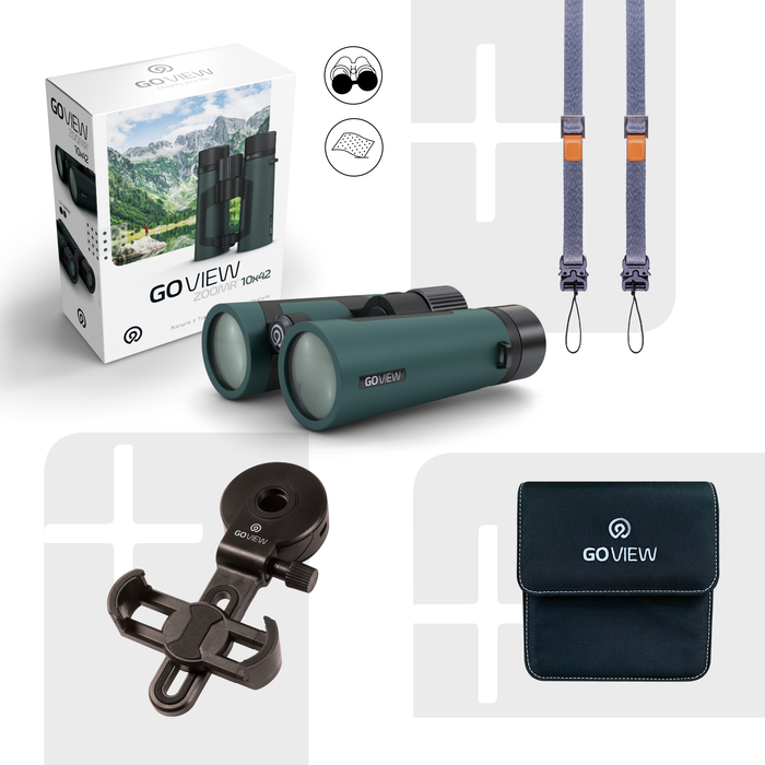 GO VIEW binoculars with accessories on a white background