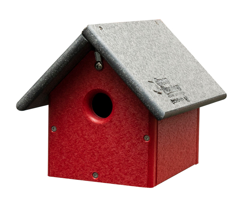 Green Meadow Wren or Chickadee Squared Hanging House
