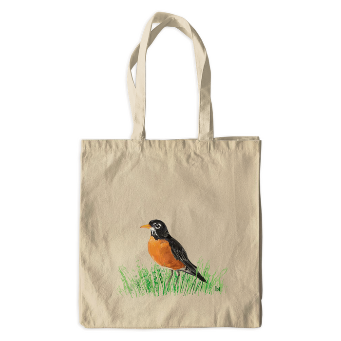 Canvas Painted Robin Tote Bag