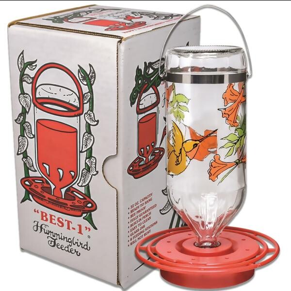 Hummingbird Design Feeder 8 Port 32 OZ Glass