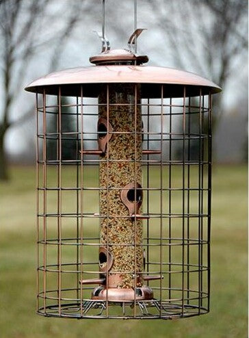Coppertop Caged Tube Bird Seed Feeder 6 Port 16 IN
