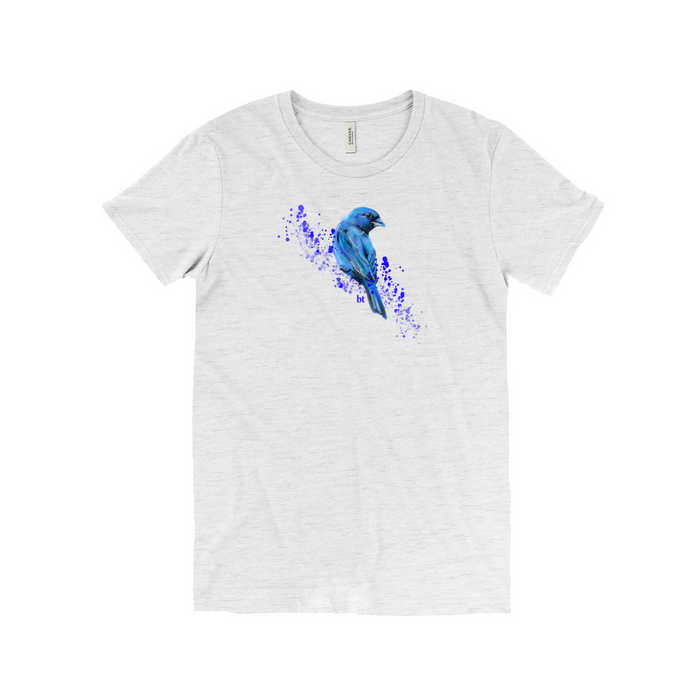 Bella + Canvas Women's Box Cut Painted Indigo Bunting Graphic T-Shirt