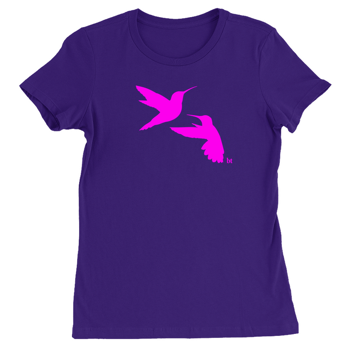 Bella + Canvas Women's Fit Cut Hummingbird Pair Silhouette Graphic T-Shirt