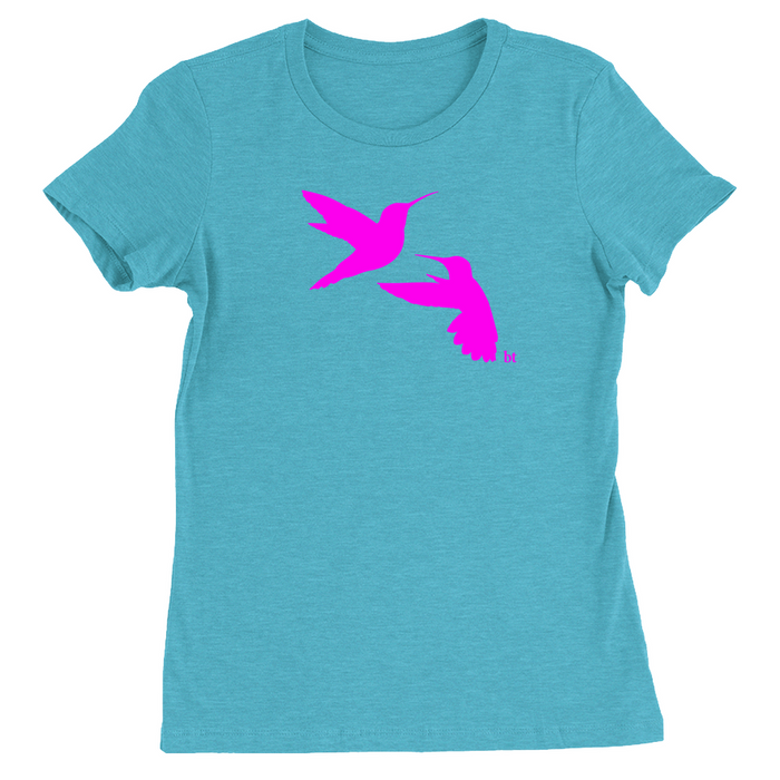 Bella + Canvas Women's Fit Cut Hummingbird Pair Silhouette Graphic T-Shirt
