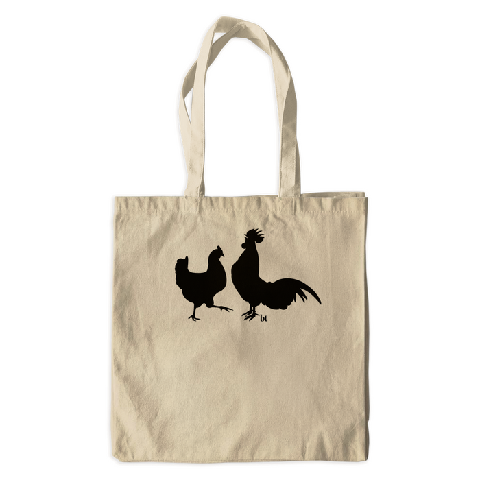 Canvas Couple of Chickens Tote Bag