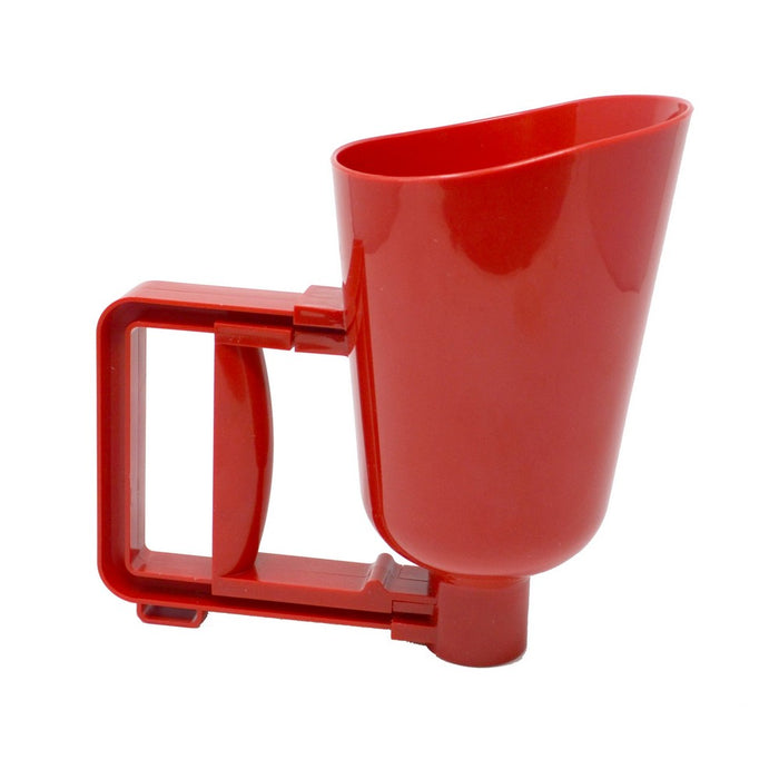 Red plastic cup holder on a white background
