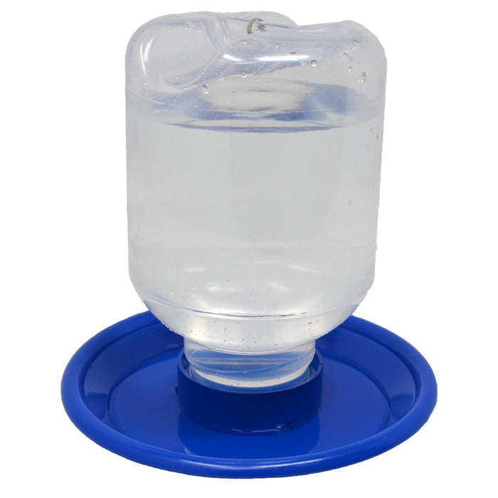 Clear plastic container with a blue base on a white background