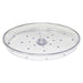 Clear plastic lid with blue dots on a white background