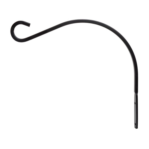 Black metal hook on a white background