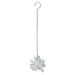 White snowflake-shaped brush with a metal hook on a white background
