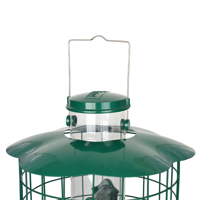 Product Bundle: Includes Squirrel Defeater Caged Seed Tube Bird Feeder, Red Hanging Platform Bird Feeder, and Hoop Bird Seed Catcher 30 IN