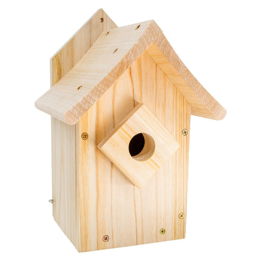 Wooden birdhouse on a white background