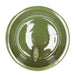 Green ceramic plate with a fish design on a white background