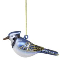 Blue Jay Ornament Hand Blown Glass 5.5 IN