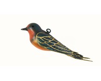 Barn Swallow Ornament Hand Blown Glass 2 IN x 1.75 IN x 6 IN