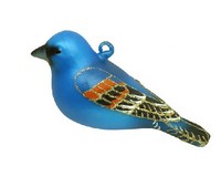 Blue Grosbeak Ornament Hand Blown Glass 4.5 IN