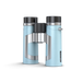 Pair of blue binoculars with black and silver accents on a white background