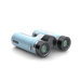 Light blue binoculars with black accents on a white background