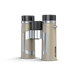 Binoculars with a beige and silver design on a white background