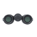 Pair of black binoculars with a focus on magnification on a white background
