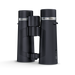 Black binoculars with silver accents on a white background