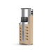 Cigar lighter with beige body and silver top on a white background