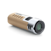 Brown and silver cylindrical device on a white background