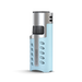 Light blue lighter with silver top on a white background