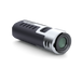 Black and silver camera lens on a white background