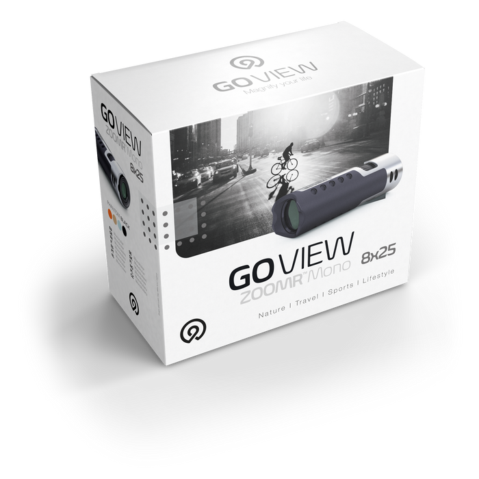 GO VIEW ZoomIR Mono 8x25 packaging on a white background
