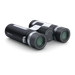 Black binoculars with silver accents on a white background