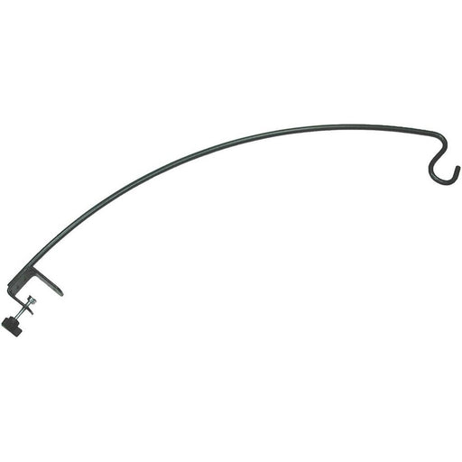 Curved metal rod with hooks on a white background