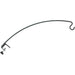 Curved metal rod with hooks on a white background