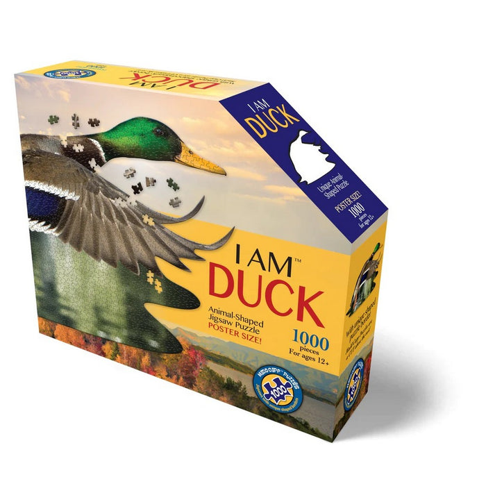 Jigsaw puzzle box featuring a duck design on a white background