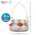 Glass jar with red flowers and metal hook, labeled 'Nature's Way' with capacity and size details.