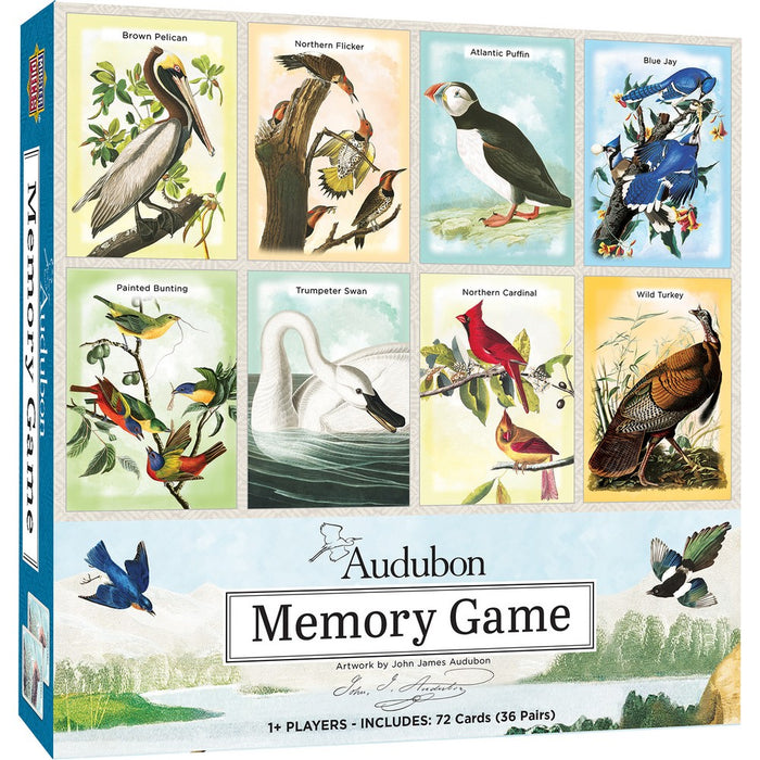 Audubon Memory Game packaging with illustrations of various birds