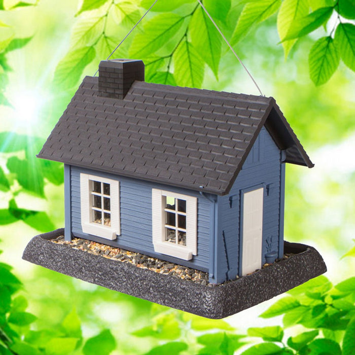Large Blue Cottage Birdfeeder
